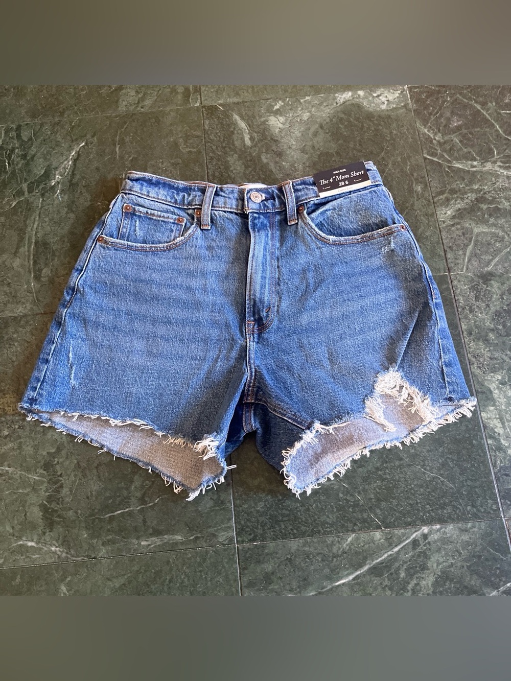 Classic Blue Denim Mom Shorts -